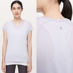 lululemon Another Mile Short Sleeve Heathered Sheer Lilac Sz 6